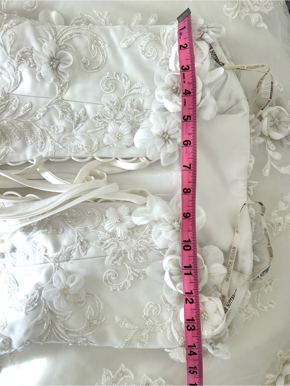 VTG NWOT Tag 10 Fits 2/4 Maggie Sottero Couture Bridal Gown 3D Floral Dress - Picture 11 of 17